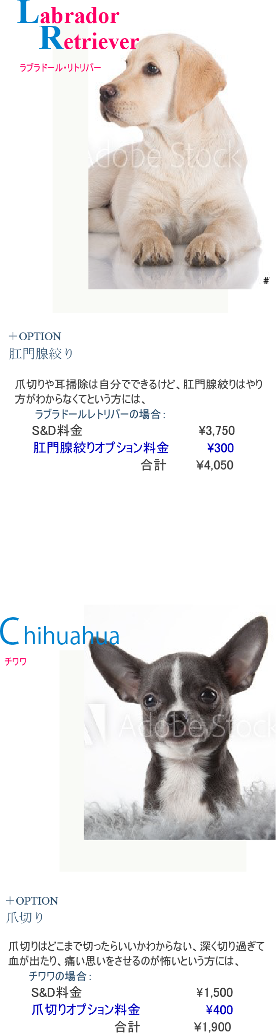 ２つの値段表
